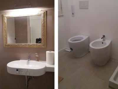 Panca del terrazzo trattata in calce naturale